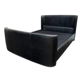 Queen Size J. Robert Scott Charcoal Leather Bed Frame. Original Price: $25,000