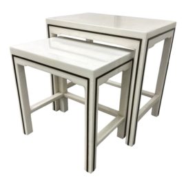 Gabby Rockland Sea Grass Brass Nesting Tables, Set. Original Price: $750