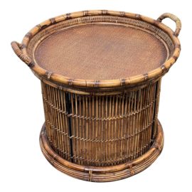 Palecek Mandelay Bamboo + Rattan Accent Table + Tray