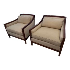 Baker Furniture Slope Arm Chairs, a Pair