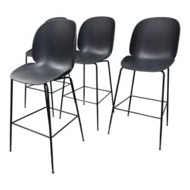 NEW Gam Fratesi for Gubi Black Beetle Bar Stools, Set of Four. Original Price: $2,400