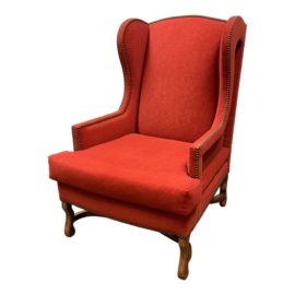 Fremarc Designs Rufous Sueded Leather Wing Back Chair