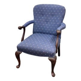 Vintage Upholstered Tufted + Wood Arm Chair