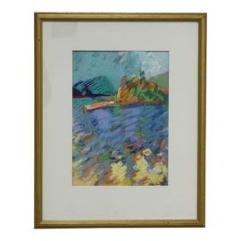 Circa 1997 Henry Isaacs "In Warm Waters" Gold Framed + Matted