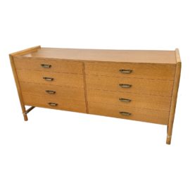 McGuire Furniture Vintage Oak + Bamboo+ Leather Eight Drawer Dresser