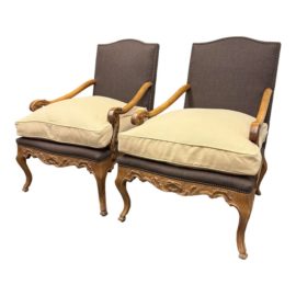 Minton-Spidell French Country Lounge Chairs, a Pair