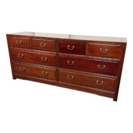 Vintage Eight Drawer Rosewood Oriental Dresser + Brass Handles. Original Price: $5,000
