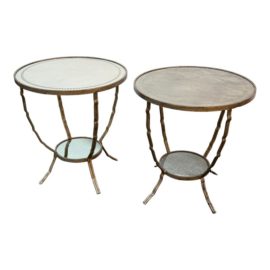 Oly Studio Antiqued Brass Gueridon Side Table, a Pairs
