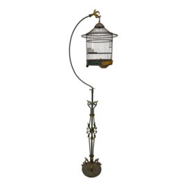 Victorian Era Birdcage With Iron Work Stand