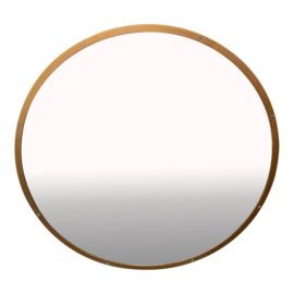 Bassett Mirror Co. Antiqued Brass Round Eglomise Wall Mirror