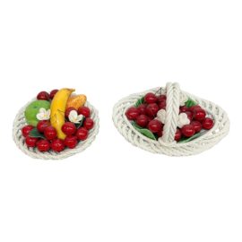 Vintage Capodimonte Porcelain Baskets of Fruit, a Pair