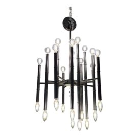 Jonathan Adler Meurice Black Finish 30 Light Chandelier. Original Price: $2,000