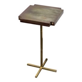 Oly Studio Tristan Antique Brass Martini Side Table. Original Price: $1,100