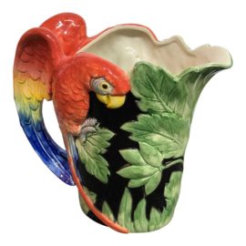 1980's Animalia Fitz + Floyd Tropical Parrot Bird Ceramic Pitcher