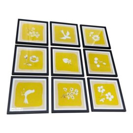West Elm Framed Bold Yellow Wall Hangings, Set of Nine