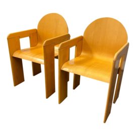 Circa 1970's Afra and Tobia Scarpa Arm Chairs, a Pair.