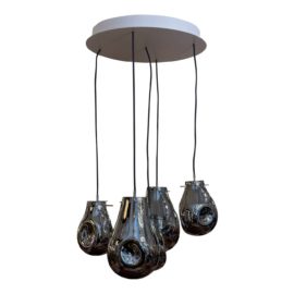 NEW Bomma Soap Chandelier of Five Independent Silver Orbs. Original Price: $6,830