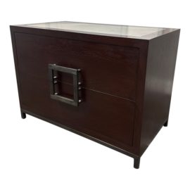 Custom Design Wood + Leather Top Nightstand. Original Price: $3,000