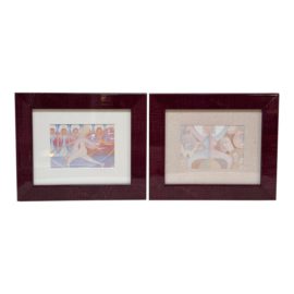 Judith R Artoux Feminine Dyptich Watercolors + Signed, a Pair.