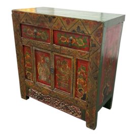Antique Hand Painted Tibetan Chest
