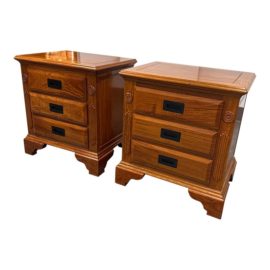 Vintage 3-Drawer Solid Rosewood Nightstands, a Pair