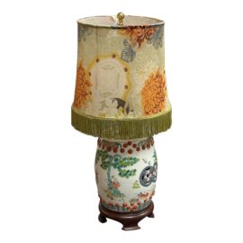 Chinoiserie Oriental Colorful Porcelain Double Happiness Lamp