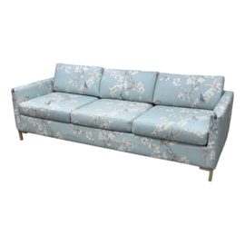 The Inside by Havenly Modern Mint Cherry Blossom Sofa. Original Price: $2,000