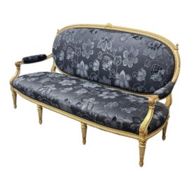 Circa Mid 19th Century Louis XVI French Sofa Bench + Carlucci Florals. Original Price: $9,000