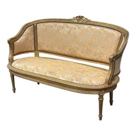 Antique French Louis XVI Gilt Wood Settee
