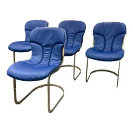 Circa 1970's Willy Rizzo for Cidue Italian Cantilever Chairs, Set of Four