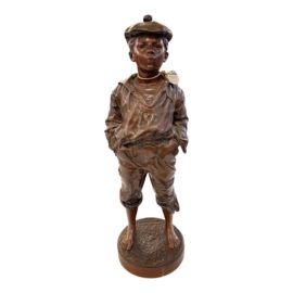 Circa 1889 "Vaclaw Bernard Szczeblewski" French Bronze of Boy "The Whistler"