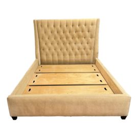 Queen Size Arhaus Contemporary Tufted Velvet Platform Bed
