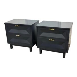 NEW Brownstone Chambers Obsidian Nightstands, a Pair. Original Price: $4,700