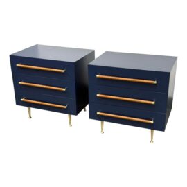 NEW Brownstone Furniture Audrey Navy Nightstands, Pair. Original Price: $3,570