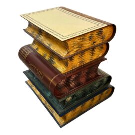 Vintage Italian Tole Faux Book Stack Storage Table