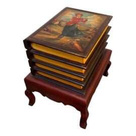 Vintage Faux Book Stack Cabinet Table