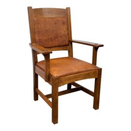 Stickley Vintage Mission Leather Upholstered Back Cottage Chair. Original Price: $2,250