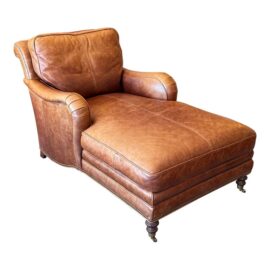 Sherrill Furniture for Sunrise Home Grand Millenial Leather Chaise. Original Price: $7,020