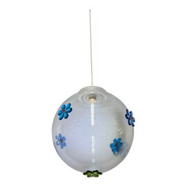 D W M Maloos Custom Design Bubble Pendant With Blue + Green Flowers. Original Price: $1,080