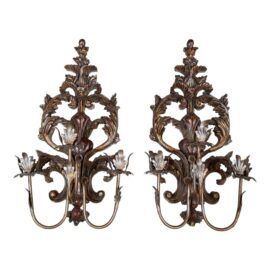 Vintage Style Cast Resin Candelabras, a Pair