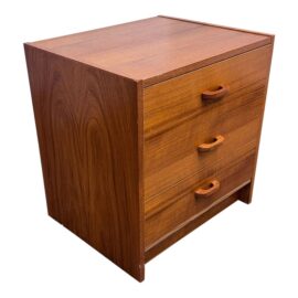 Danish Modern Teak Veneer Three Drawer Nightstand