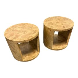 Van Thiels for Restoration Hardware Belmont Burl Side Tables, a Pair. Original Price: $2,800