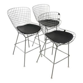 Harry Bertoia Style Bar stools, Set of Three