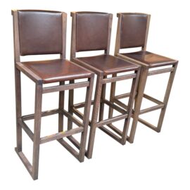 Maxalto Musa Leather Bar Stools, Set of Three. Original Price: $10,623