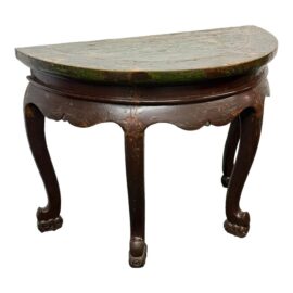 Vintage Philippines Kamagong Wood Demilune Serving Table