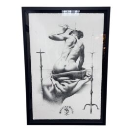 Saturno Buttò "Woman With Candle" Charcoal on Paper Artwork, Stamp Signed + Framed. Original Price: $12,383