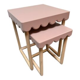 Whimsical Painted Nesting Tables, a Pair