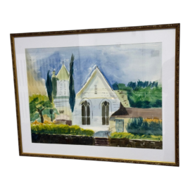 Watercolor Church, Artist Unknown