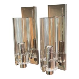 NEW Visual Comfort Petite Sonnet Nickel Wall Sconces, a Pair. Original Price: $1,000