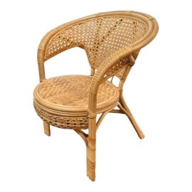 Vintage Style Barrel Back Caned Rattan Chair